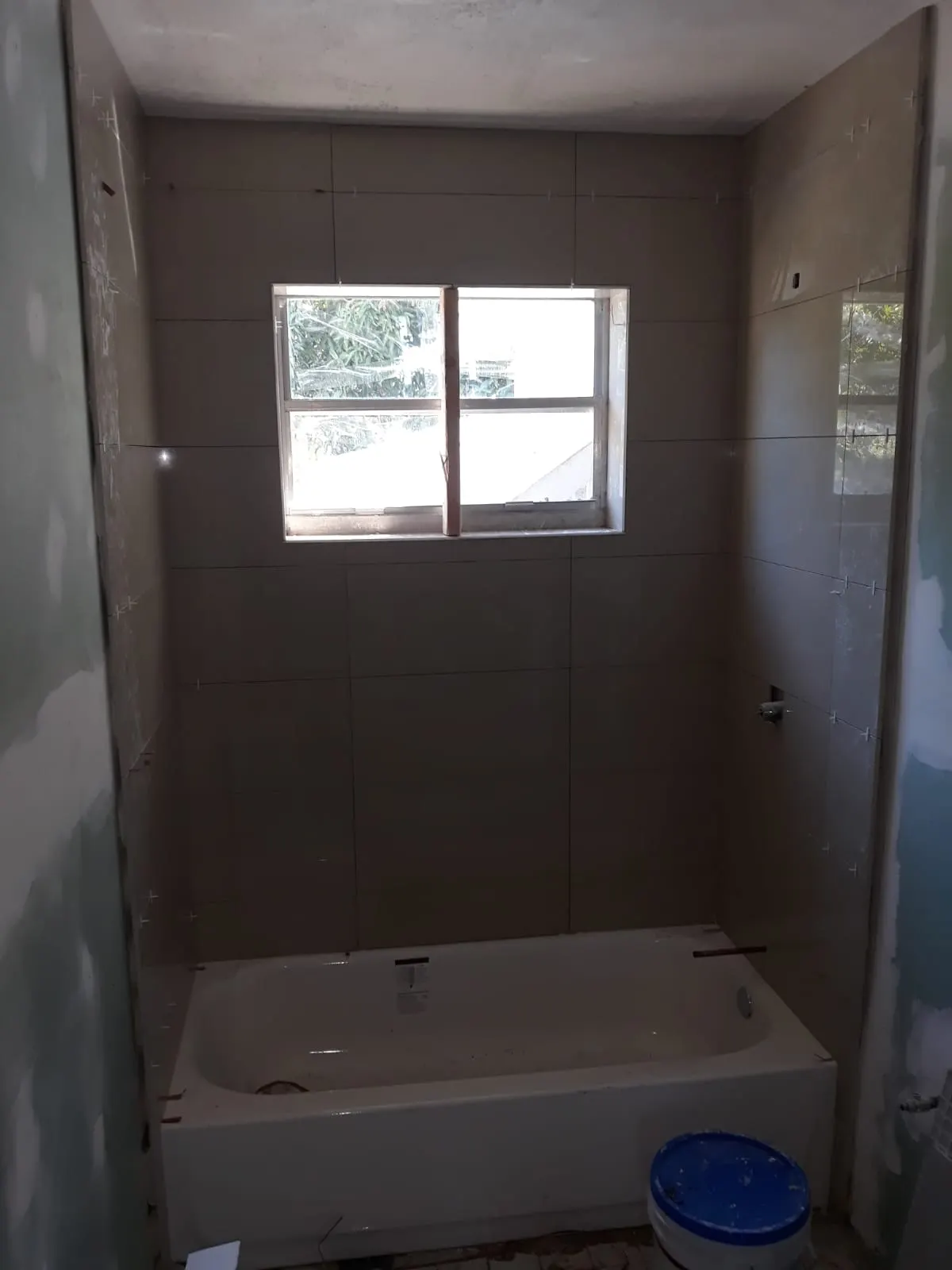 Shower tile in progress, Upper East Side